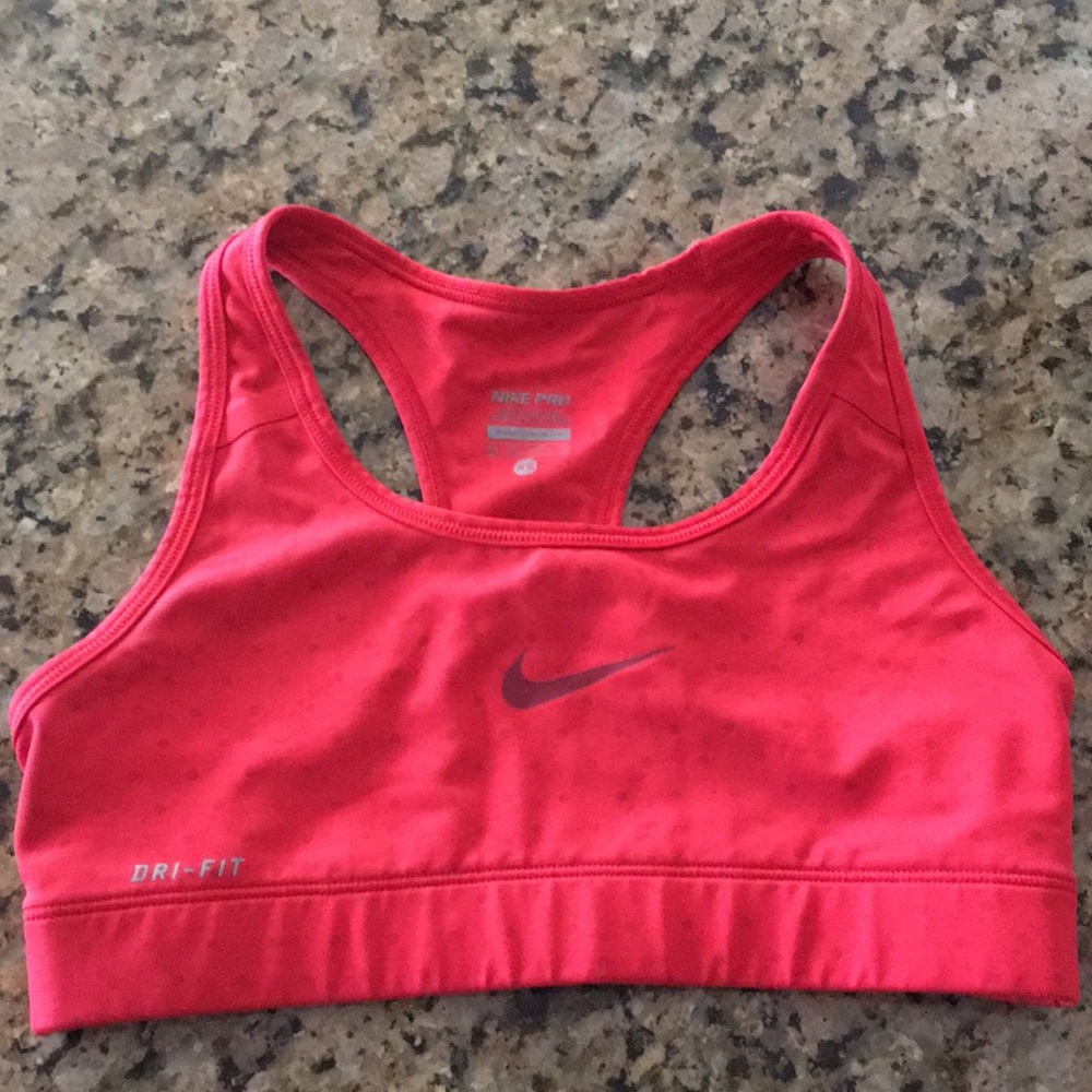 Red with polka dots Dri-Fit Nike Pro bra - Picture 1 of 2